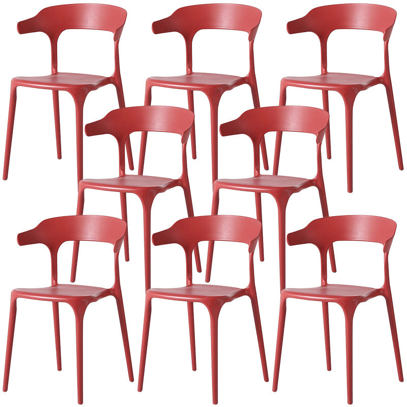 Contemporary Style Chair Armless Chair for Kitchen with Plastic Legs Burgundy 8 Piece Set Clearhalo 'Dining Chairs' 'Dining Tables & Seating' 'dining_chair' 'furn' 'furn_dining_chair' 'Furniture' 'Kitchen & Dining Furniture' 5269430