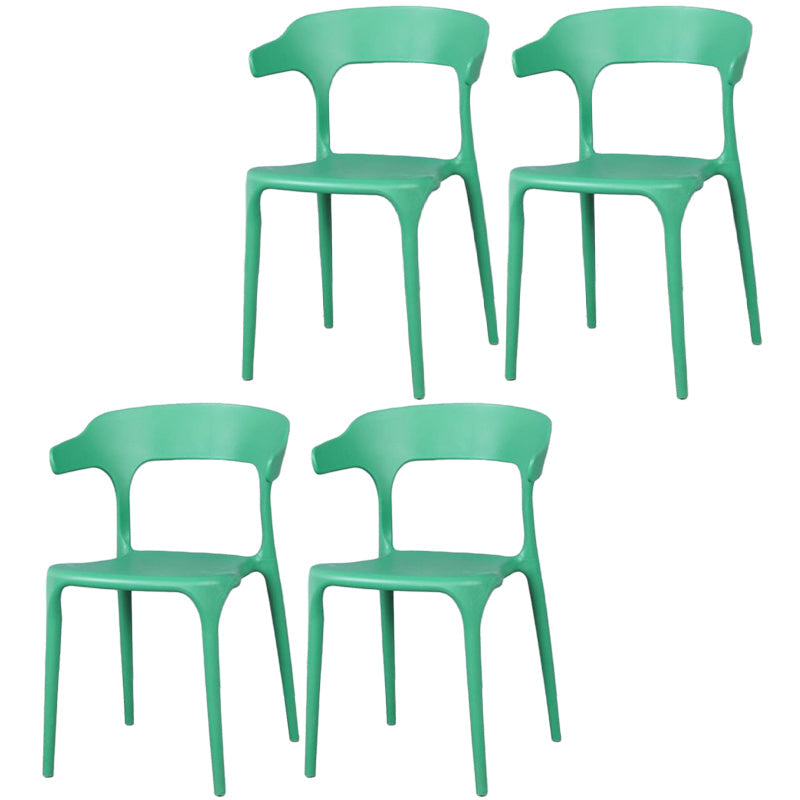 Contemporary Style Chair Armless Chair for Kitchen with Plastic Legs Dark Green 4 Piece Set Clearhalo 'Dining Chairs' 'Dining Tables & Seating' 'dining_chair' 'furn' 'furn_dining_chair' 'Furniture' 'Kitchen & Dining Furniture' 5269432