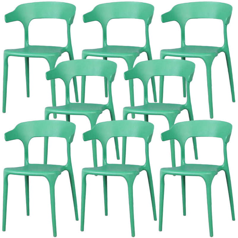 Contemporary Style Chair Armless Chair for Kitchen with Plastic Legs Dark Green 8 Piece Set Clearhalo 'Dining Chairs' 'Dining Tables & Seating' 'dining_chair' 'furn' 'furn_dining_chair' 'Furniture' 'Kitchen & Dining Furniture' 5269434