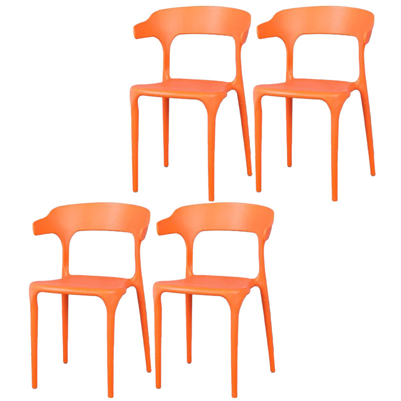 Contemporary Style Chair Armless Chair for Kitchen with Plastic Legs Orange 4 Piece Set Clearhalo 'Dining Chairs' 'Dining Tables & Seating' 'dining_chair' 'furn' 'furn_dining_chair' 'Furniture' 'Kitchen & Dining Furniture' 5269439