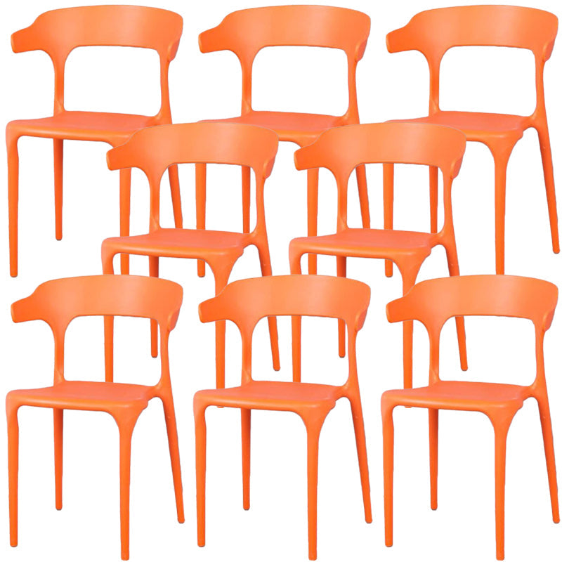 Contemporary Style Chair Armless Chair for Kitchen with Plastic Legs Orange 8 Piece Set Clearhalo 'Dining Chairs' 'Dining Tables & Seating' 'dining_chair' 'furn' 'furn_dining_chair' 'Furniture' 'Kitchen & Dining Furniture' 5269440