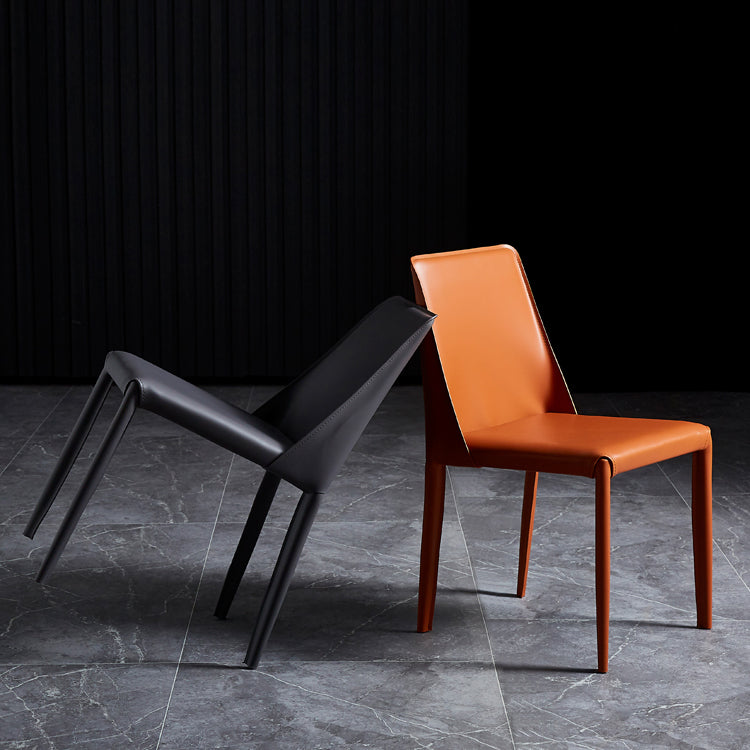 Silla lateral de estilo sólido de estilo sólido sólido silla de comedor de cuero