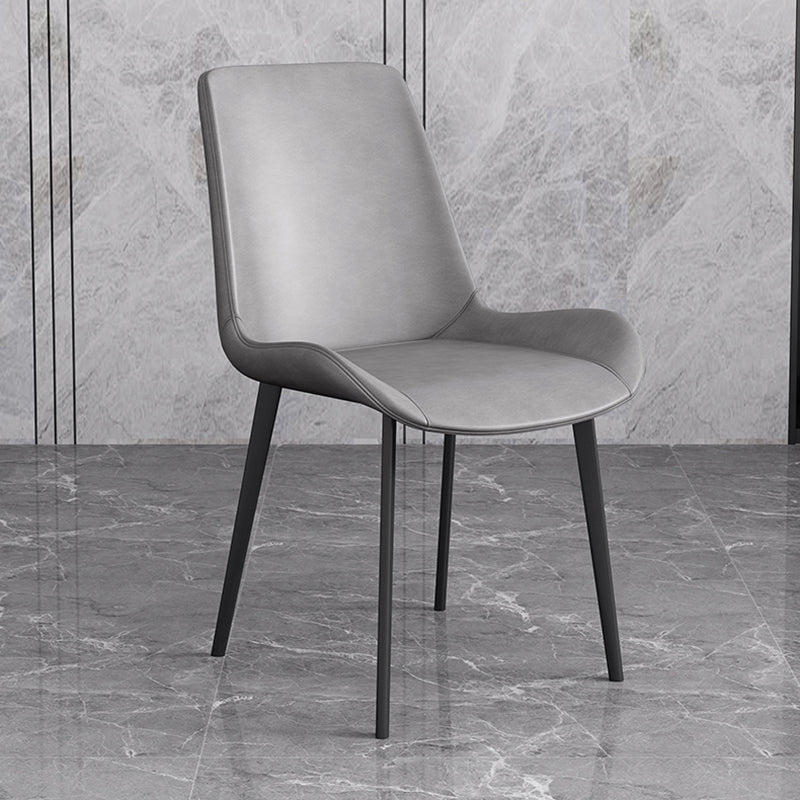 Cafetería sólida silla lateral silla lateral sillas de comedor de cuero falso