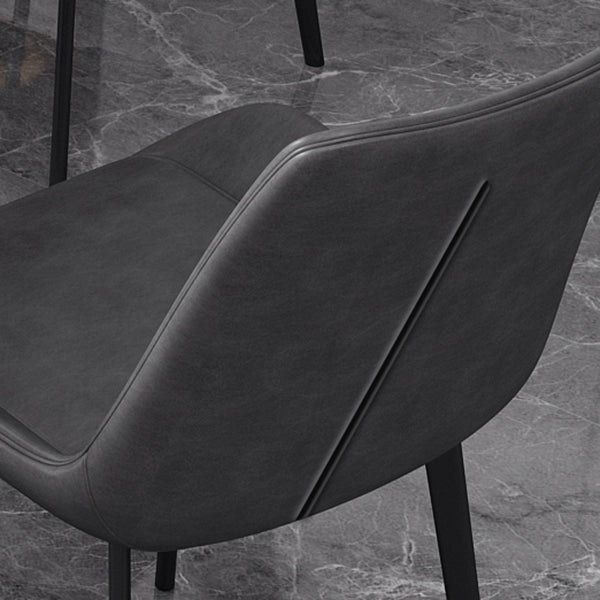 Cafetería sólida silla lateral silla lateral sillas de comedor de cuero falso