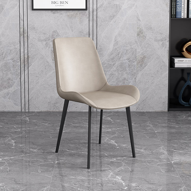 Cafetería sólida silla lateral silla lateral sillas de comedor de cuero falso