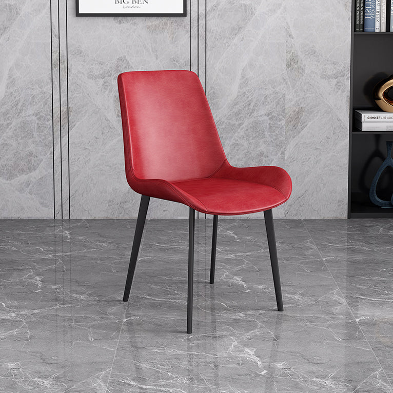 Cafetería sólida silla lateral silla lateral sillas de comedor de cuero falso