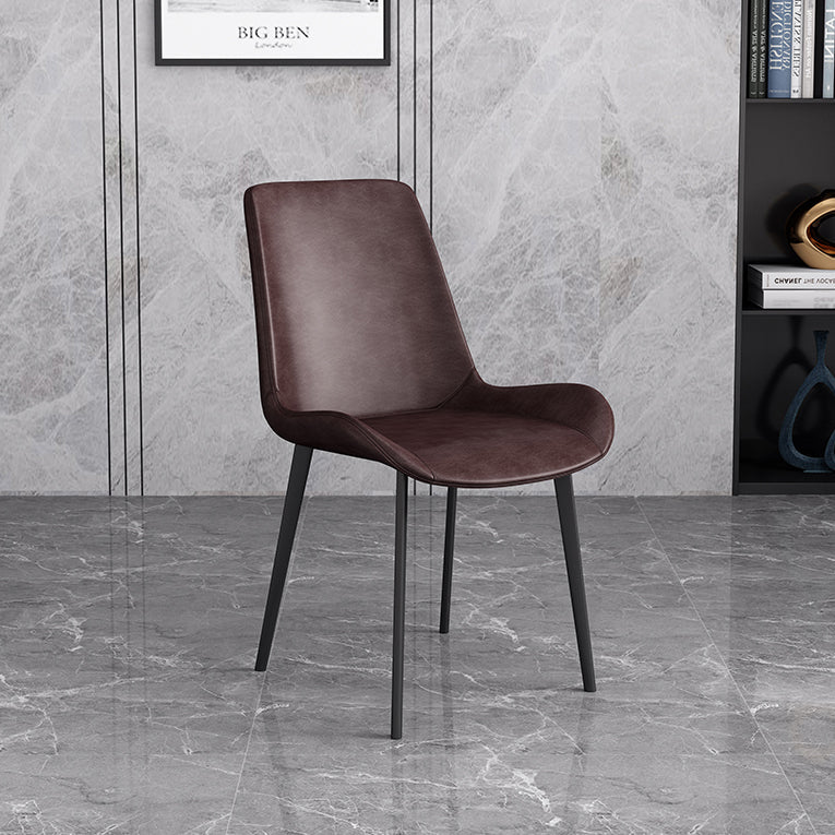 Cafetería sólida silla lateral silla lateral sillas de comedor de cuero falso
