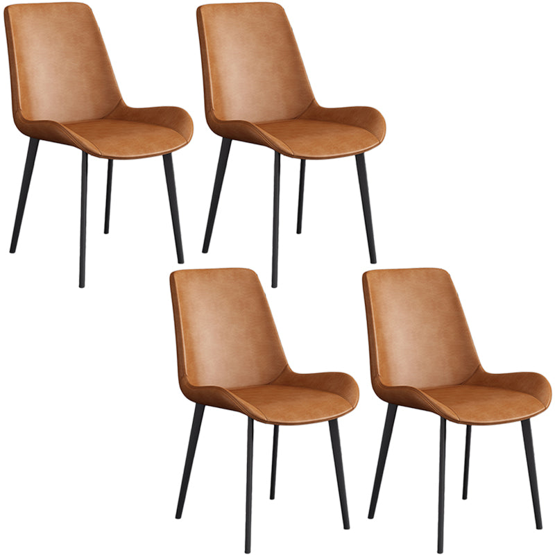 Cafetería sólida silla lateral silla lateral sillas de comedor de cuero falso