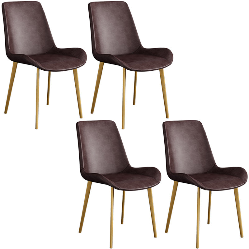 Cafetería sólida silla lateral silla lateral sillas de comedor de cuero falso
