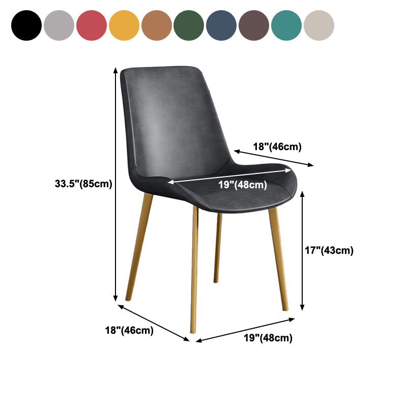 Cafetería sólida silla lateral silla lateral sillas de comedor de cuero falso
