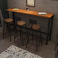 Rectangle industriel Table de table en bois massif en bois 1/3/4 Pièces Table de comptoir avec tabourets hauts