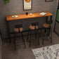 Rectangle industriel Table de table en bois massif en bois 1/3/4 Pièces Table de comptoir avec tabourets hauts