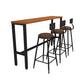 Rectangle industriel Table de table en bois massif en bois 1/3/4 Pièces Table de comptoir avec tabourets hauts