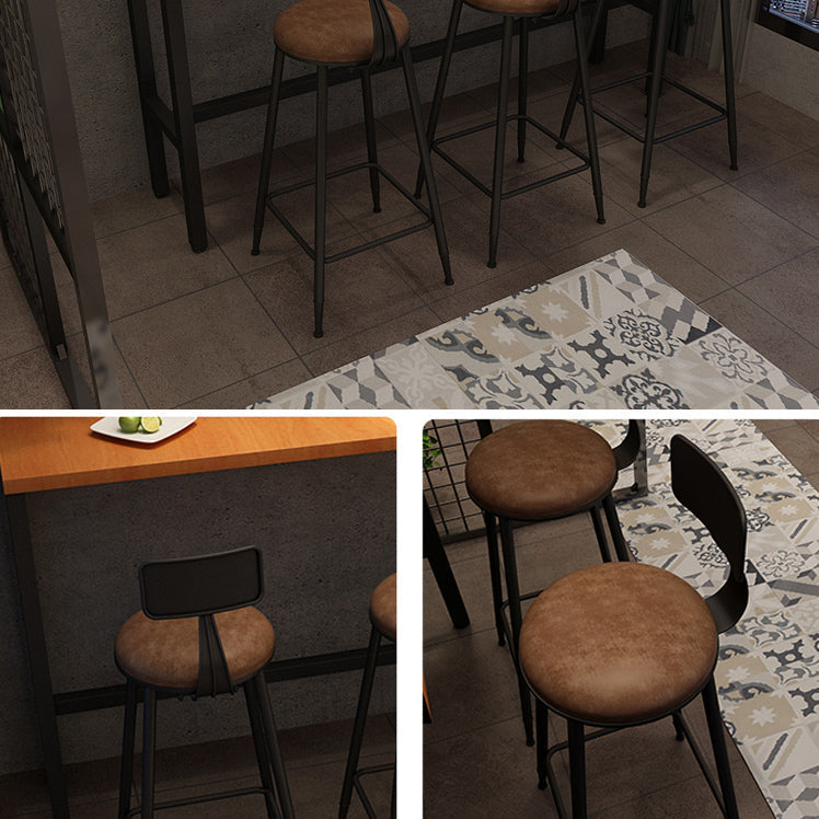 Rectangle industriel Table de table en bois massif en bois 1/3/4 Pièces Table de comptoir avec tabourets hauts