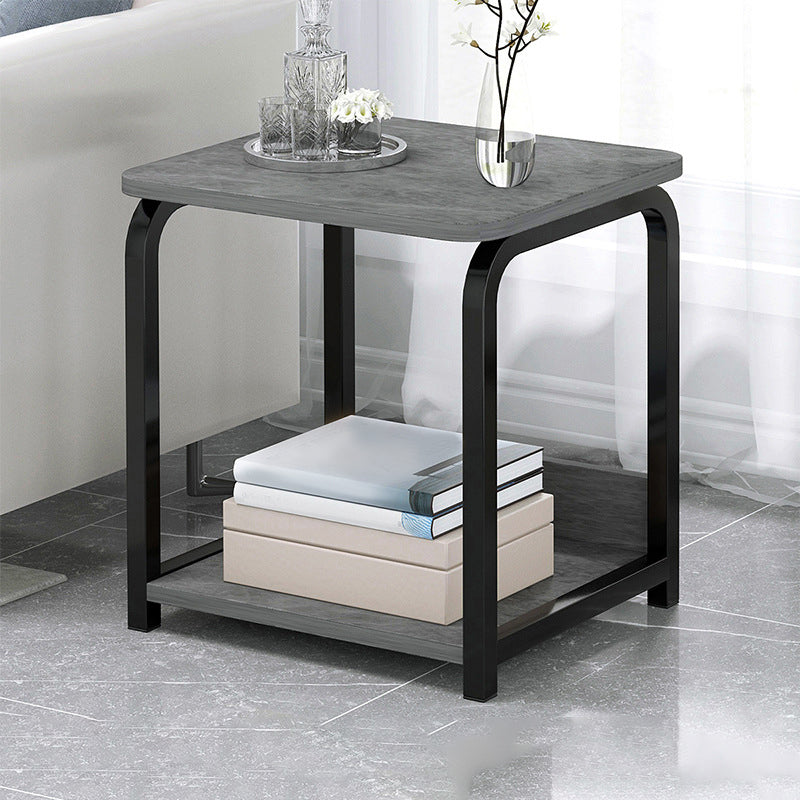 Modern Farmhouse Rectangular Wood Side End Table with Four Metal Legs 16"L x 12"W x 16.5"H Gray Black 1 Clearhalo 'Coffee & Accent Tables' 'End & Side Tables' 'end_side_tables' 'furn' 'furn_end_side_tables' 'Furniture' 'Living Room Furniture' 5270046