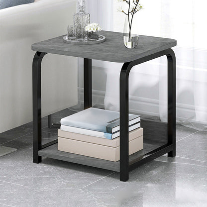 Modern Farmhouse Rectangular Wood Side End Table with Four Metal Legs 16"L x 12"W x 16.5"H Gray Black 1 Clearhalo 'Coffee & Accent Tables' 'End & Side Tables' 'end_side_tables' 'furn' 'furn_end_side_tables' 'Furniture' 'Living Room Furniture' 5270046