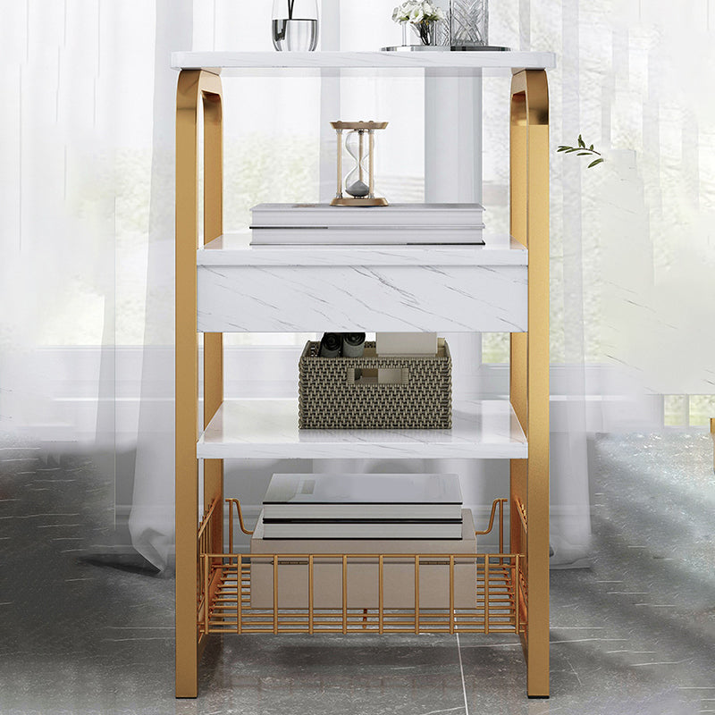 Modern Farmhouse Rectangular Wood Side End Table with Four Metal Legs Clearhalo 'Coffee & Accent Tables' 'End & Side Tables' 'end_side_tables' 'furn' 'furn_end_side_tables' 'Furniture' 'Living Room Furniture' 5270047