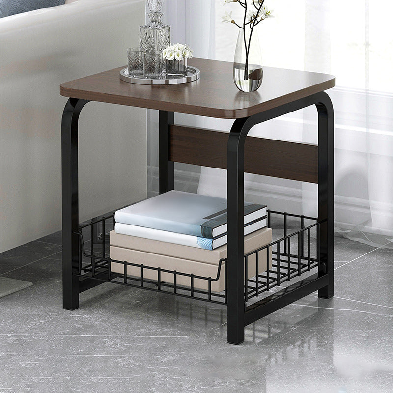 Modern Farmhouse Rectangular Wood Side End Table with Four Metal Legs 16"L x 12"W x 16.5"H Brown Black Shelf Not Included Clearhalo 'Coffee & Accent Tables' 'End & Side Tables' 'end_side_tables' 'furn' 'furn_end_side_tables' 'Furniture' 'Living Room Furniture' 5270048