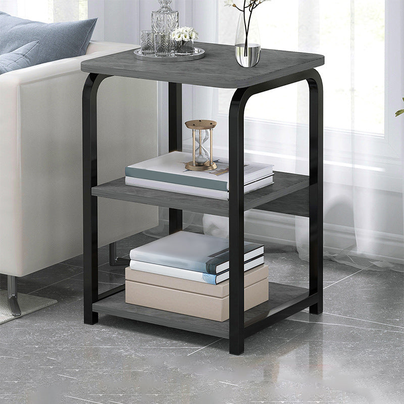 Modern Farmhouse Rectangular Wood Side End Table with Four Metal Legs 16"L x 12"W x 24.5"H Gray Black 2 Clearhalo 'Coffee & Accent Tables' 'End & Side Tables' 'end_side_tables' 'furn' 'furn_end_side_tables' 'Furniture' 'Living Room Furniture' 5270055