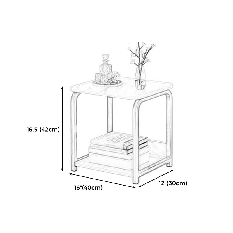 Modern Farmhouse Rectangular Wood Side End Table with Four Metal Legs Clearhalo 'Coffee & Accent Tables' 'End & Side Tables' 'end_side_tables' 'furn' 'furn_end_side_tables' 'Furniture' 'Living Room Furniture' 5270065