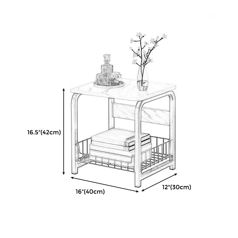 Modern Farmhouse Rectangular Wood Side End Table with Four Metal Legs Clearhalo 'Coffee & Accent Tables' 'End & Side Tables' 'end_side_tables' 'furn' 'furn_end_side_tables' 'Furniture' 'Living Room Furniture' 5270067