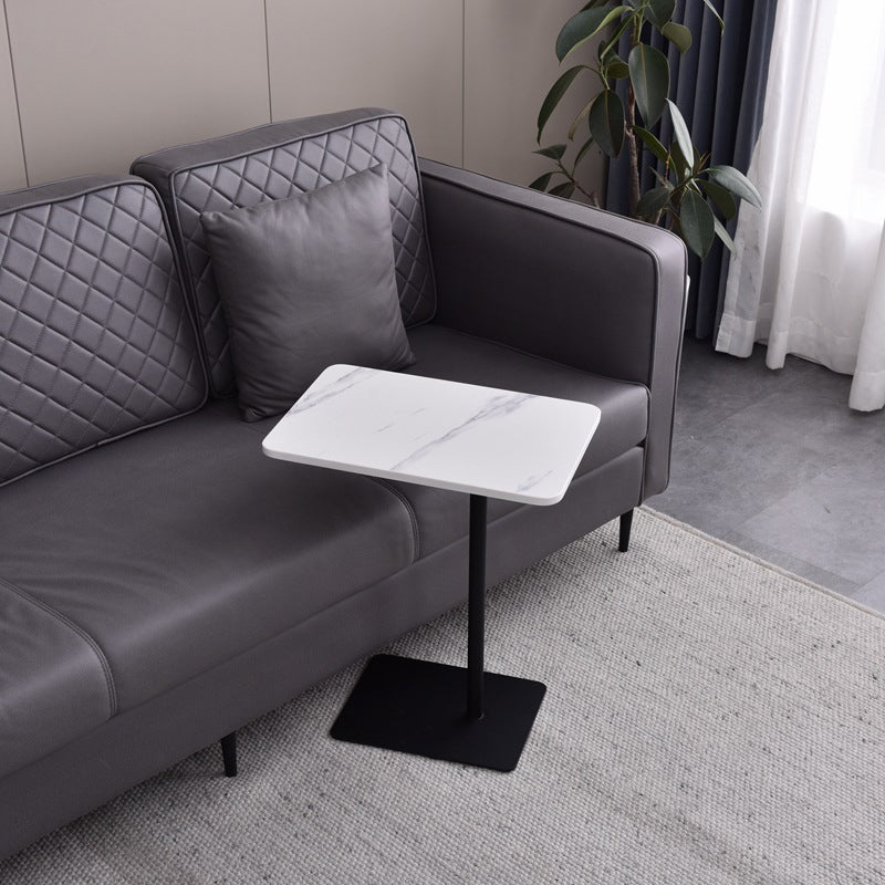 Modern Faux Marble Top End Table 21.6 "Tall Pedestal Sofa Side Table White Grey Clearhalo 'Coffee & Accent Tables' 'End & Side Tables' 'end_side_tables' 'furn' 'furn_end_side_tables' 'Furniture' 'Living Room Furniture' 5270123