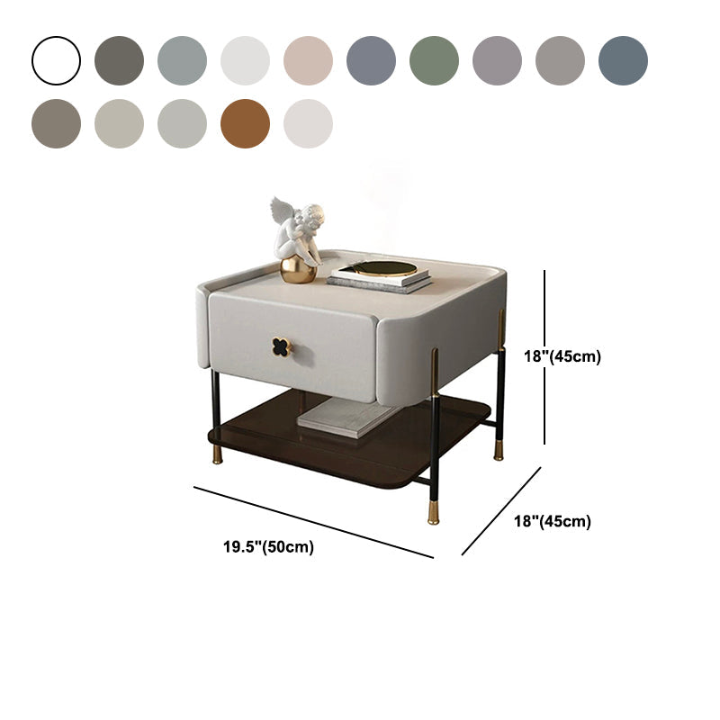 Modern Style with 1 Drawer 1 Storage Rack Leather Black Leg and Nightstand