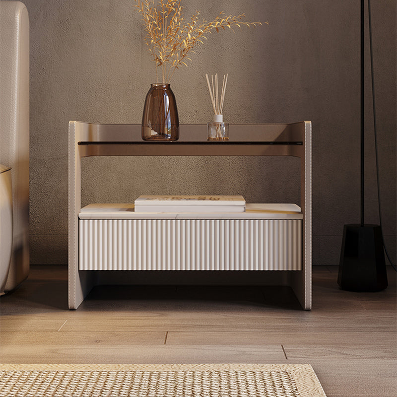 Zeitgenössischer 1 - Schubladenglas/Stein Nachttisch 18,9 "großer Nachtstand