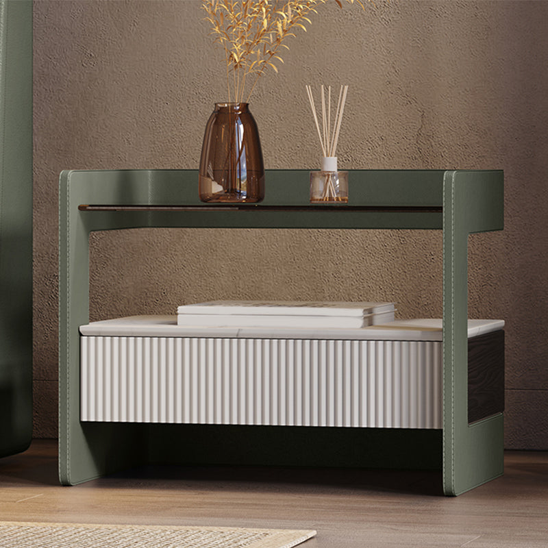 Zeitgenössischer 1 - Schubladenglas/Stein Nachttisch 18,9 "großer Nachtstand