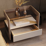 Zeitgenössischer 1 - Schubladenglas/Stein Nachttisch 18,9 "großer Nachtstand