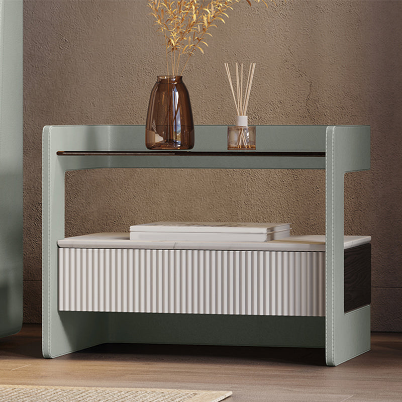 Zeitgenössischer 1 - Schubladenglas/Stein Nachttisch 18,9 "großer Nachtstand