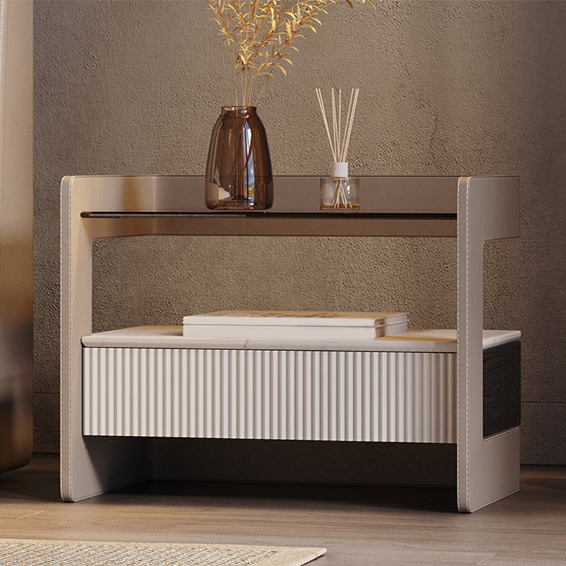 Zeitgenössischer 1 - Schubladenglas/Stein Nachttisch 18,9 "großer Nachtstand