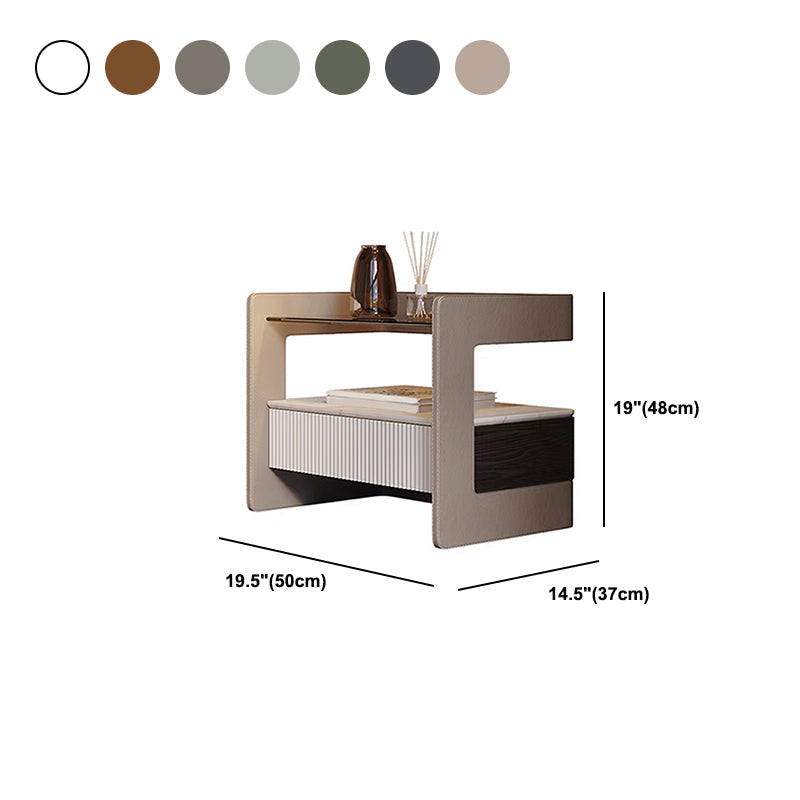 Zeitgenössischer 1 - Schubladenglas/Stein Nachttisch 18,9 "großer Nachtstand