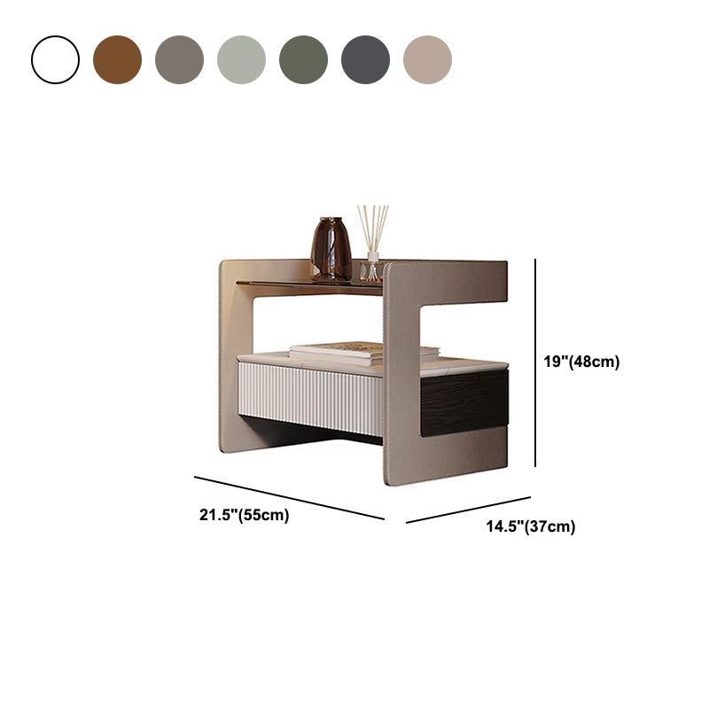 Zeitgenössischer 1 - Schubladenglas/Stein Nachttisch 18,9 "großer Nachtstand