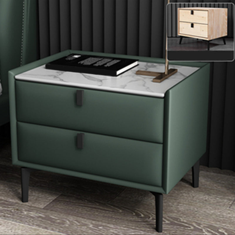 18.5" Tall 2 - Drawer Nightstand Modern Solid Wood Nightstand Blackish Green Stone Clearhalo 'Bedroom Furniture' 'furn' 'furn_night_stand' 'Furniture' 'night_stand' 'Nightstands' 5270295
