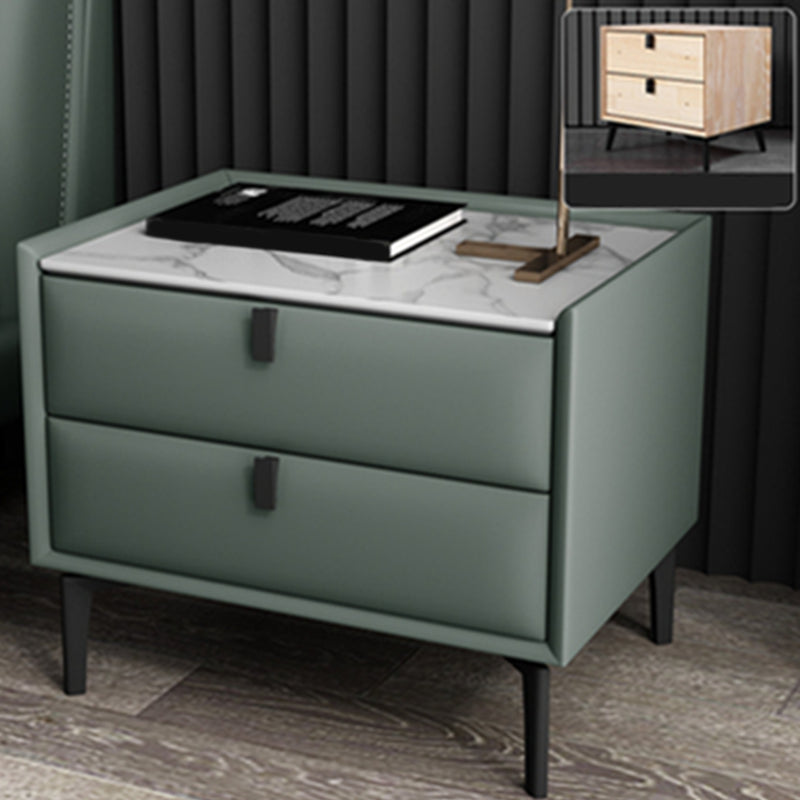18.5" Tall 2 - Drawer Nightstand Modern Solid Wood Nightstand Avocado Green Stone Clearhalo 'Bedroom Furniture' 'furn' 'furn_night_stand' 'Furniture' 'night_stand' 'Nightstands' 5270296