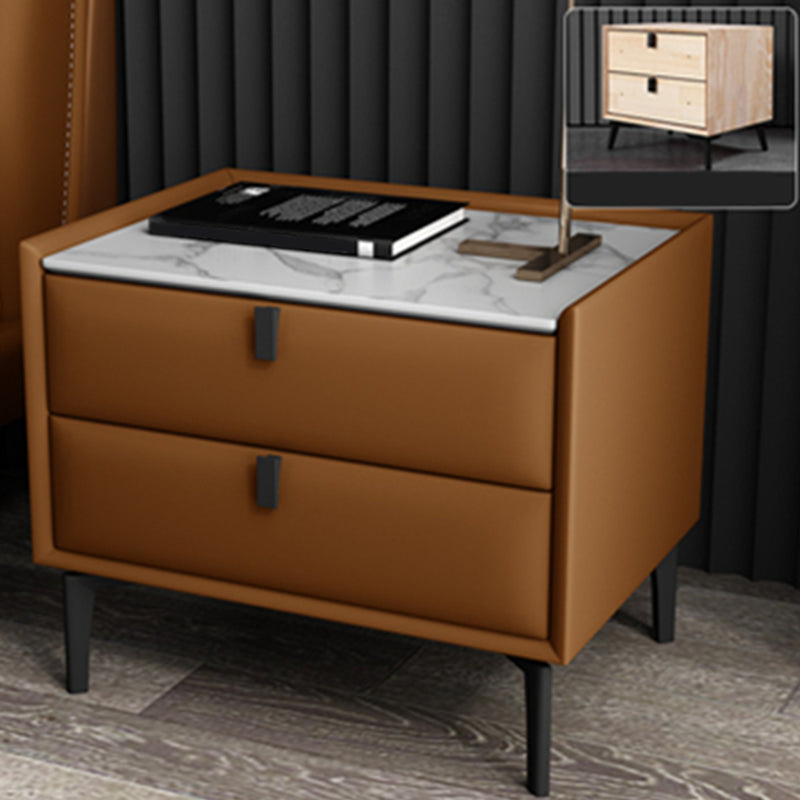 18.5" Tall 2 - Drawer Nightstand Modern Solid Wood Nightstand Orange Stone Clearhalo 'Bedroom Furniture' 'furn' 'furn_night_stand' 'Furniture' 'night_stand' 'Nightstands' 5270298