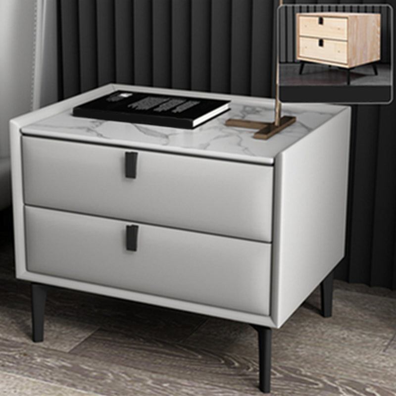 18.5" Tall 2 - Drawer Nightstand Modern Solid Wood Nightstand Off-White Stone Clearhalo 'Bedroom Furniture' 'furn' 'furn_night_stand' 'Furniture' 'night_stand' 'Nightstands' 5270299