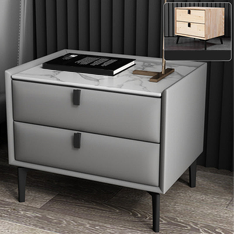 18.5" Tall 2 - Drawer Nightstand Modern Solid Wood Nightstand Light Gray Stone Clearhalo 'Bedroom Furniture' 'furn' 'furn_night_stand' 'Furniture' 'night_stand' 'Nightstands' 5270303