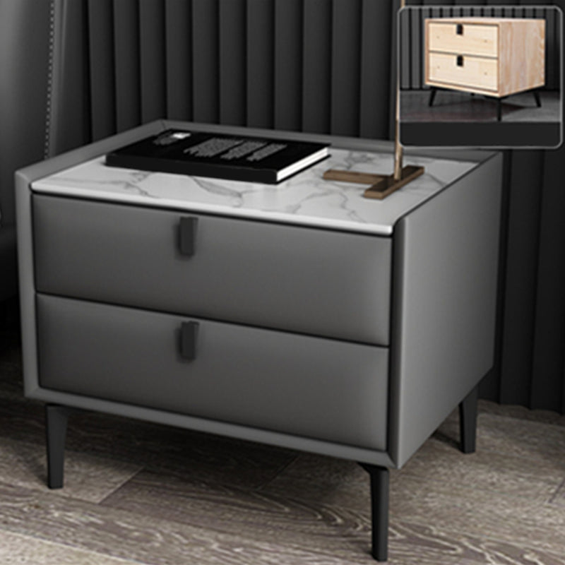 18.5" Tall 2 - Drawer Nightstand Modern Solid Wood Nightstand Dark Gray Stone Clearhalo 'Bedroom Furniture' 'furn' 'furn_night_stand' 'Furniture' 'night_stand' 'Nightstands' 5270307