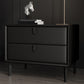 18.5" Tall 2 - Drawer Nightstand Modern Solid Wood Nightstand Black Faux Leather Clearhalo 'Bedroom Furniture' 'furn' 'furn_night_stand' 'Furniture' 'night_stand' 'Nightstands' 5270310
