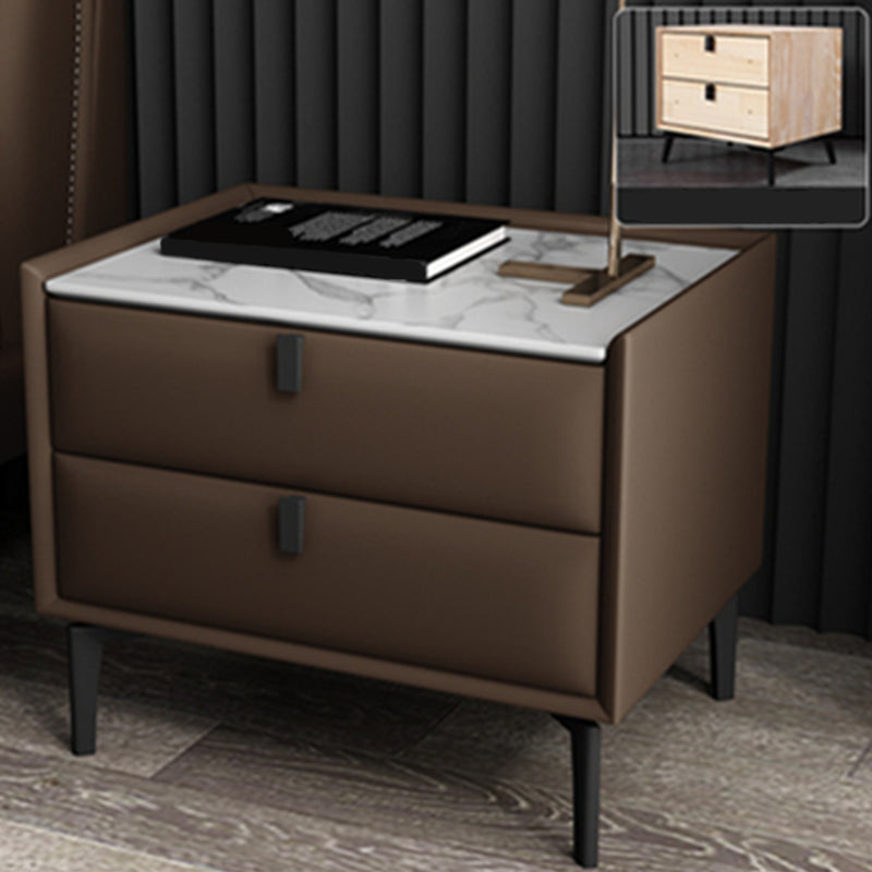 18.5" Tall 2 - Drawer Nightstand Modern Solid Wood Nightstand Coffee Stone Clearhalo 'Bedroom Furniture' 'furn' 'furn_night_stand' 'Furniture' 'night_stand' 'Nightstands' 5270313