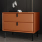 18.5" Tall 2 - Drawer Nightstand Modern Solid Wood Nightstand Orange Faux Leather Clearhalo 'Bedroom Furniture' 'furn' 'furn_night_stand' 'Furniture' 'night_stand' 'Nightstands' 5270314