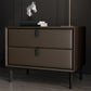18.5" Tall 2 - Drawer Nightstand Modern Solid Wood Nightstand Coffee Faux Leather Clearhalo 'Bedroom Furniture' 'furn' 'furn_night_stand' 'Furniture' 'night_stand' 'Nightstands' 5270315