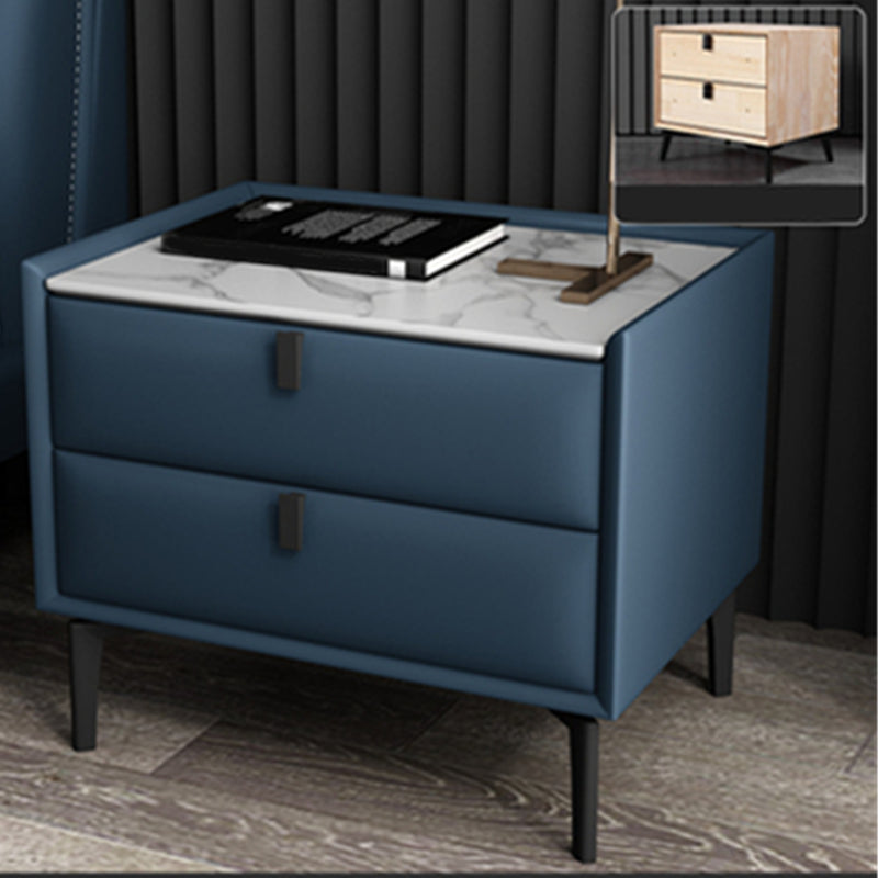 18.5" Tall 2 - Drawer Nightstand Modern Solid Wood Nightstand Blue Stone Clearhalo 'Bedroom Furniture' 'furn' 'furn_night_stand' 'Furniture' 'night_stand' 'Nightstands' 5270318