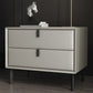 18.5" Tall 2 - Drawer Nightstand Modern Solid Wood Nightstand Khaki Faux Leather Clearhalo 'Bedroom Furniture' 'furn' 'furn_night_stand' 'Furniture' 'night_stand' 'Nightstands' 5270321