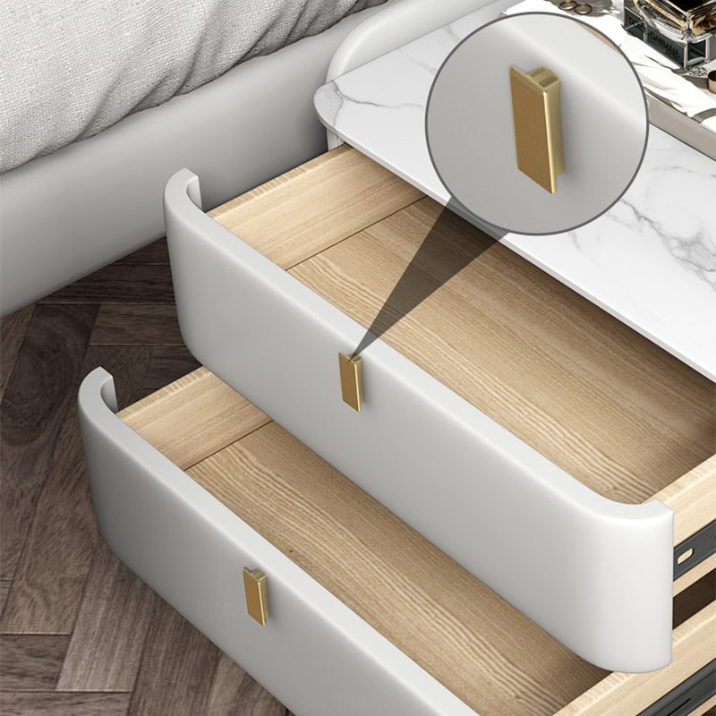 Massivholzrahmen 3 Schubladen Leder mehrfarbige Auswahl Goldtischbein Nachttisch