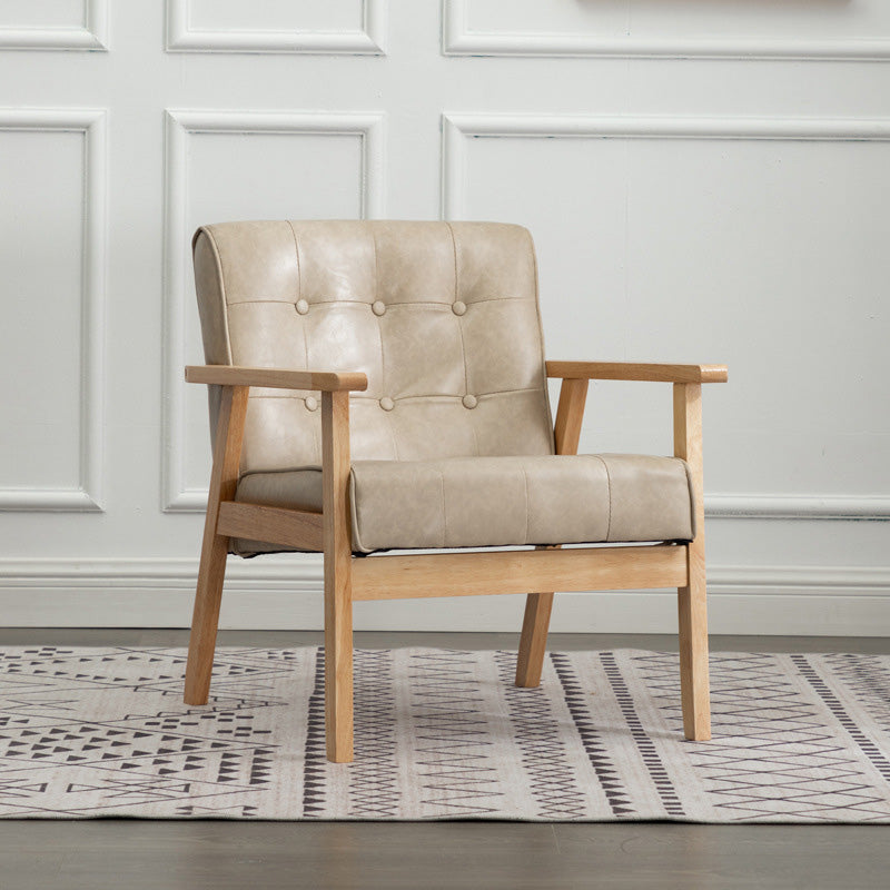 Modern 25.5"W PU Arm Chair with Basic Four Legs and Tufted Back