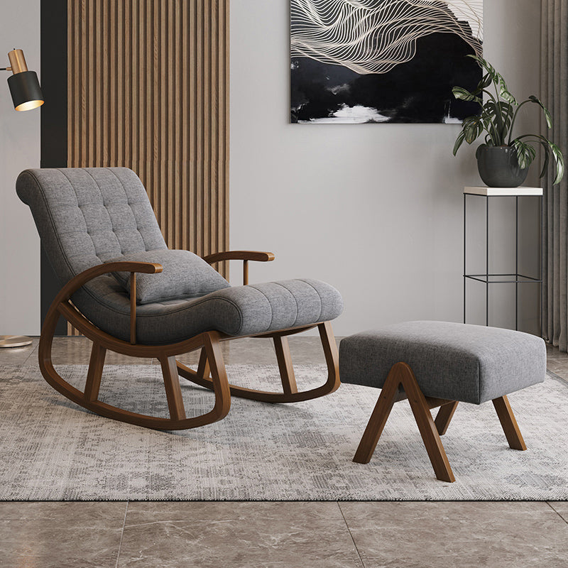 25.59" L x 46.45" W x 31.10" H Lounge Chair Solid Wood Frame Accent Chair for Living Room Dark Gray With Ottoman Clearhalo 'Accent Chairs' 'accent_chairs' 'Chairs & Seating' 'furn' 'furn_accent_chairs' 'Furniture' 'Living Room Furniture' 5270374