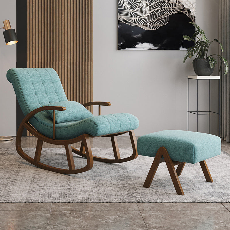 25.59" L x 46.45" W x 31.10" H Lounge Chair Solid Wood Frame Accent Chair for Living Room Light Green With Ottoman Clearhalo 'Accent Chairs' 'accent_chairs' 'Chairs & Seating' 'furn' 'furn_accent_chairs' 'Furniture' 'Living Room Furniture' 5270376